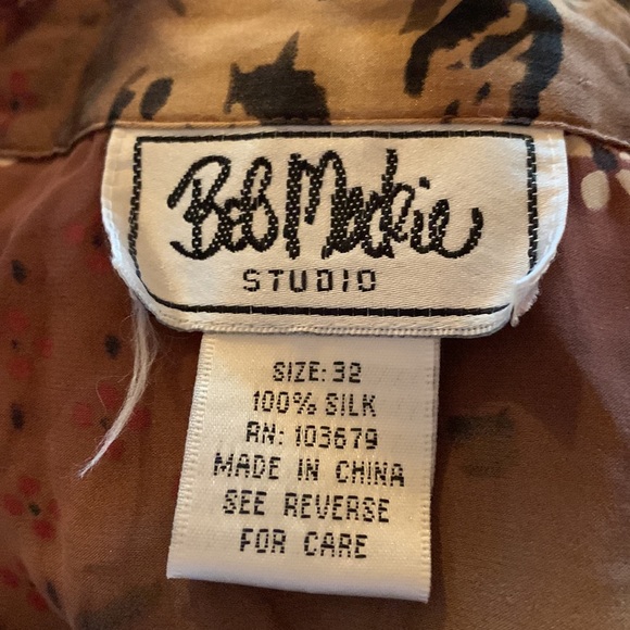 Vintage 90s Bob Mackie Silk Floral Leopard Print Button Down Long Sleeve Shirt - Picture 16 of 16